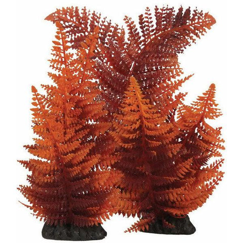 Broad Leaf Fern Red Plastic Aquarium Plant